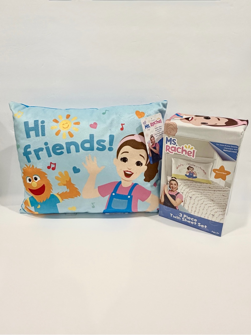 Ms. Rachel Kids Toddler Pillow and Bedding Sheet Set, Twin